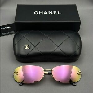 CHANEL Brand New Women's Mirrored Color Shifting Rimless Oval Glasses